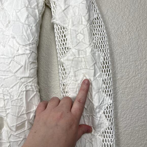 Jonathan Simkhai Burnout Brocade Long Sleeve Dress White Mini Dress 2 Altered - Picture 9 of 16